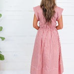 Potter Camel + Pink Striped Maxi Dress Entro