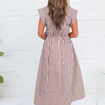 Potter Chocolate + White Striped Maxi Dress Entro