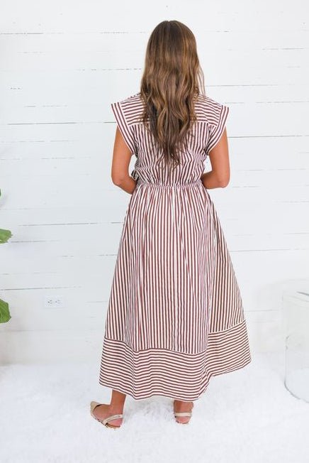 Potter Chocolate + White Striped Maxi Dress Entro