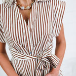 Potter Chocolate + White Striped Maxi Dress Entro