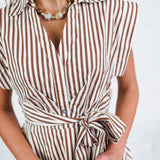 Potter Chocolate + White Striped Maxi Dress Entro