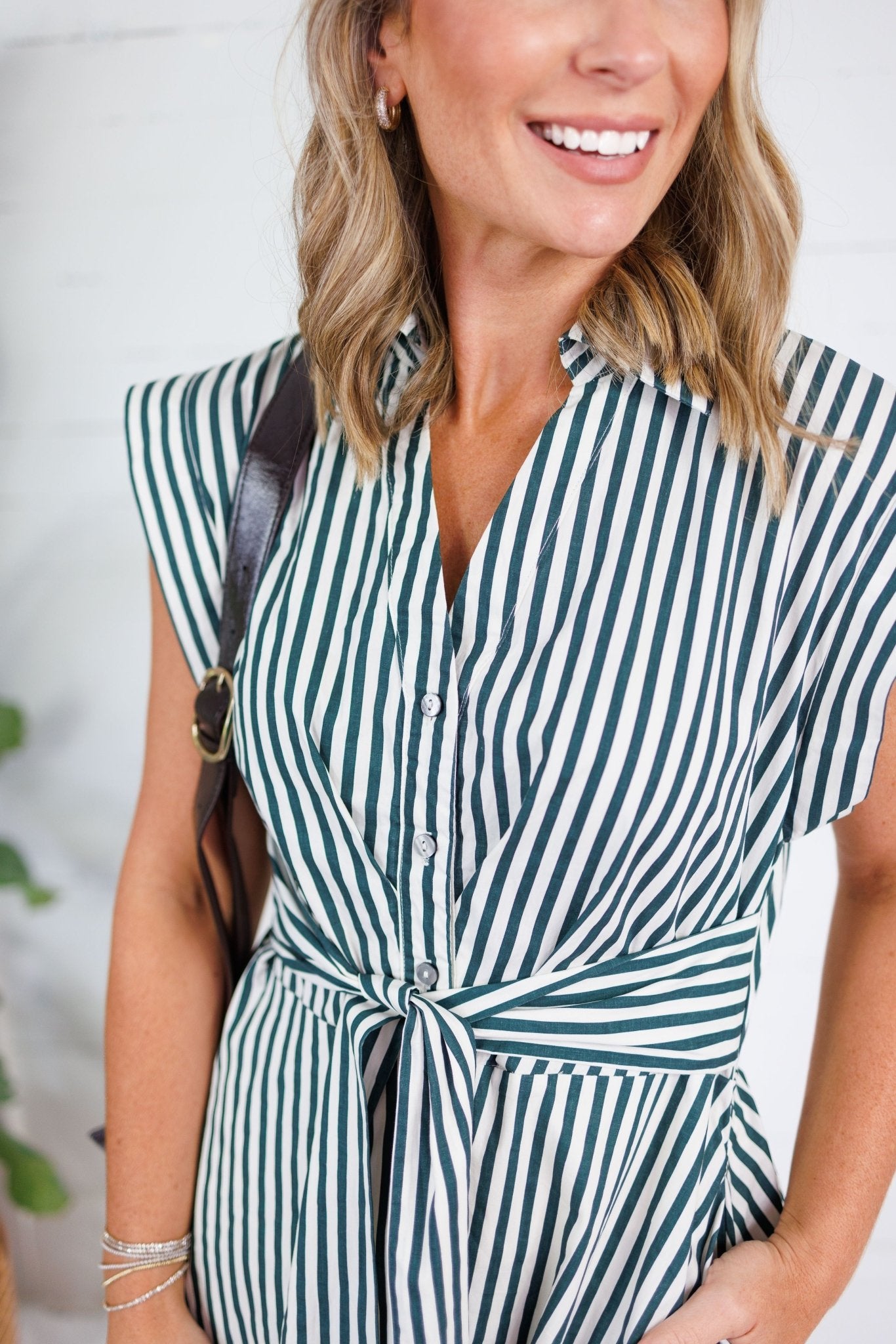 Potter Hunter Green + White Striped Maxi Dress Entro