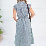 Potter Hunter Green + White Striped Maxi Dress Entro