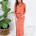 Pratt Rust Mock Neck Polka Dot Top Glam