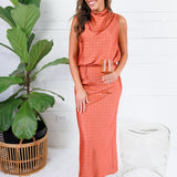 Pratt Rust Mock Neck Polka Dot Top Glam