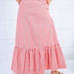 Presley Coral Gingham Maxi Skirt Compania Fantastica 