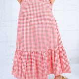 Presley Coral Gingham Maxi Skirt Compania Fantastica 