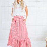 Presley Coral Gingham Maxi Skirt Compania Fantastica 