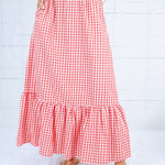 Presley Coral Gingham Maxi Skirt Compania Fantastica 