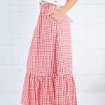 Presley Coral Gingham Maxi Skirt Compania Fantastica 