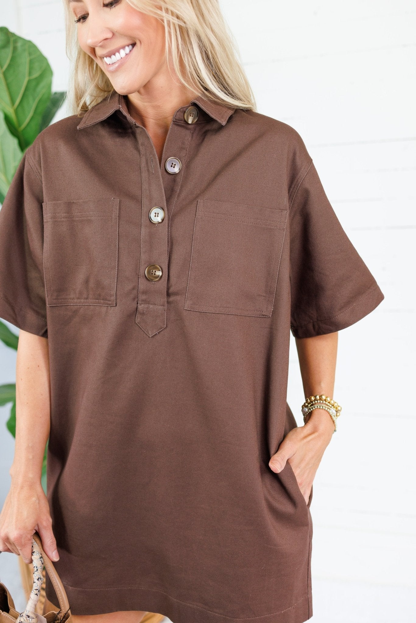 Preston Cocoa Denim Pocket Mini Dress Karlie