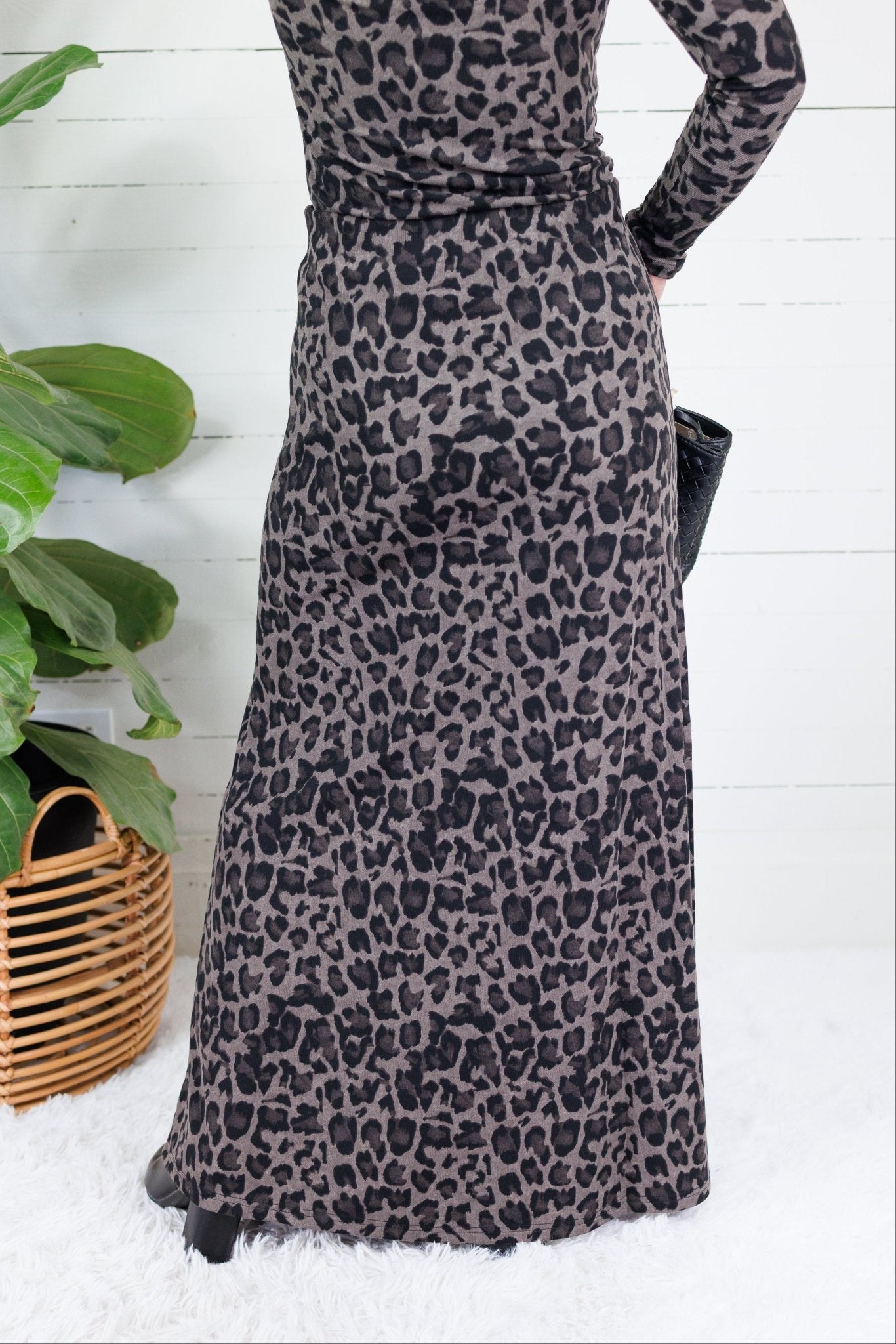 Putnam Dark Grey Leopard Maxi Skirt Molly Bracken