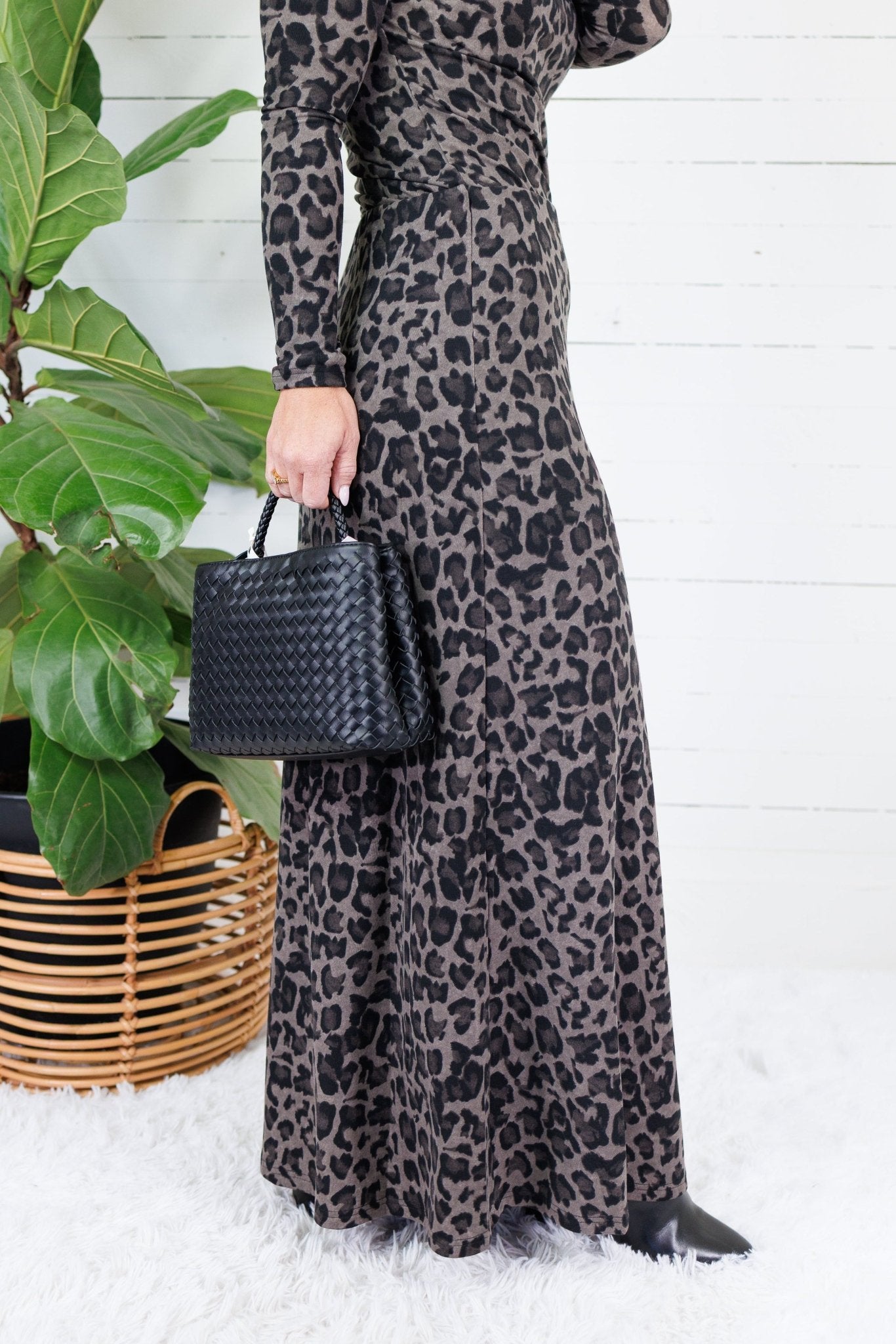 Putnam Dark Grey Leopard Maxi Skirt Molly Bracken