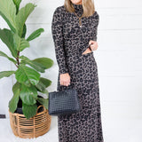 Putnam Dark Grey Leopard Maxi Skirt Molly Bracken