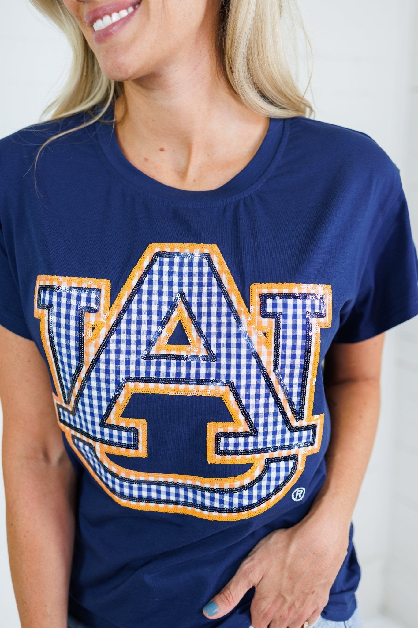 Queen of Sparkles Auburn Gingham AU Tee