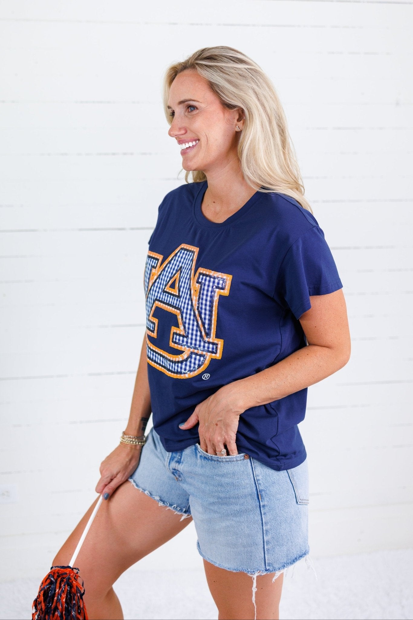 Queen of Sparkles Auburn Gingham AU Tee