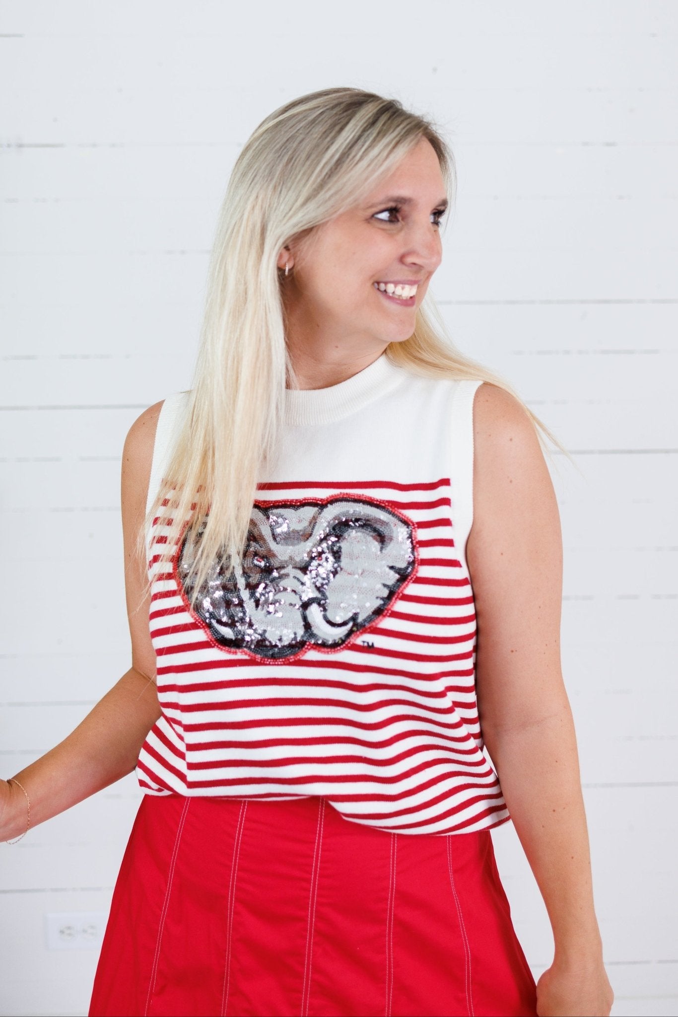Queen of Sparkles Bama Striped Sweater Tank