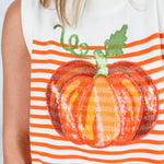 Queen of Sparkles Ivory + Orange Pumpkin Knit Tank Sweater