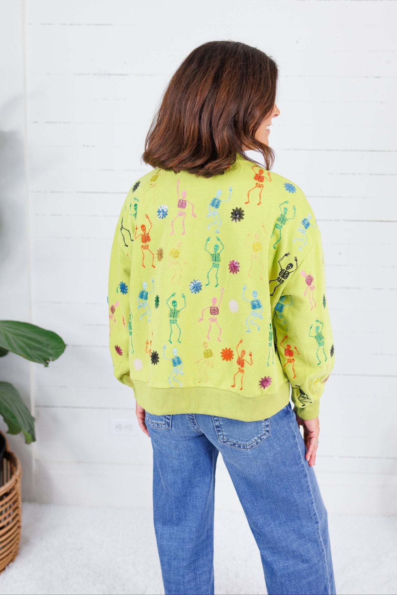Queen of Sparkles Lime Skeleton Sweatshirt