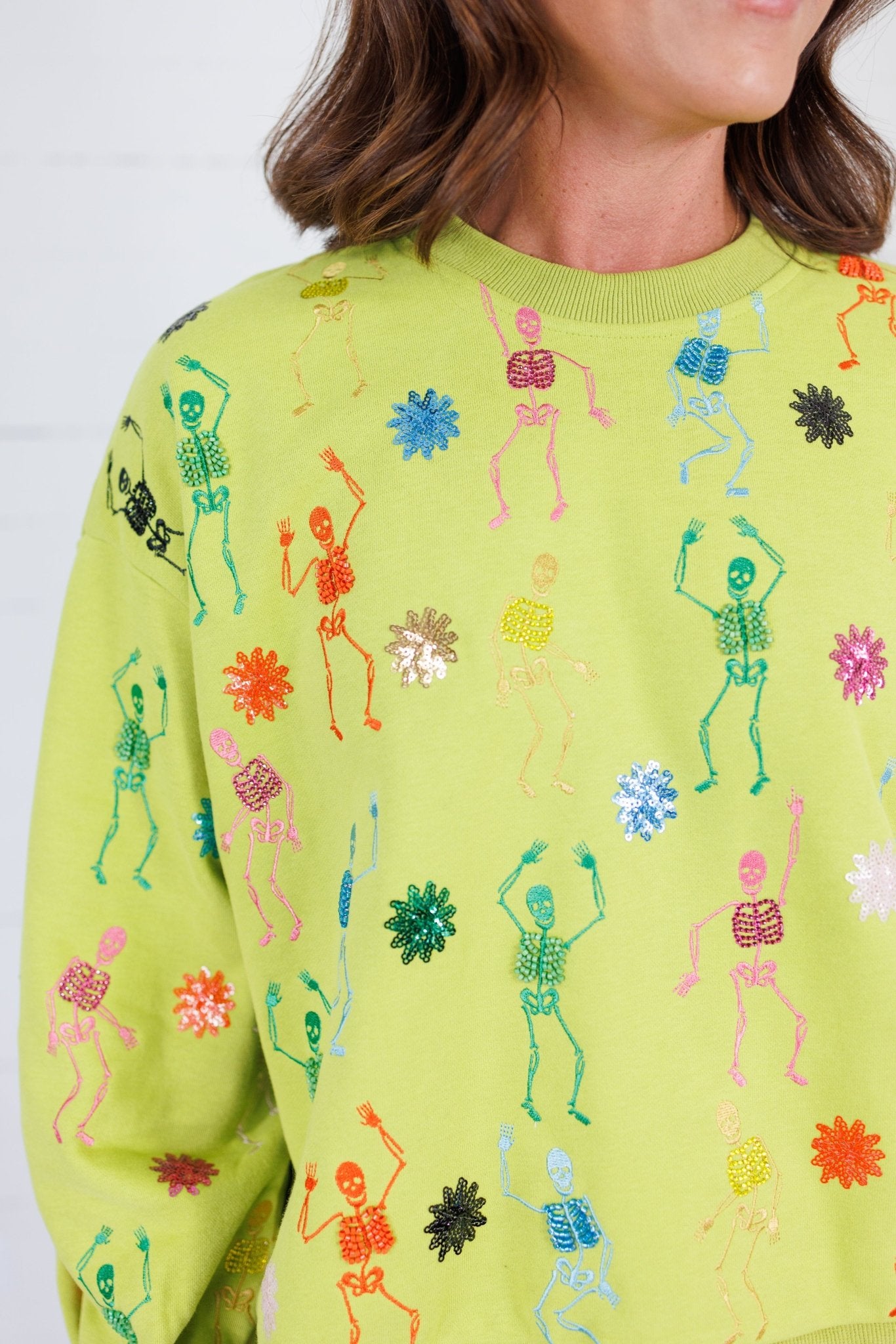 Queen of Sparkles Lime Skeleton Sweatshirt