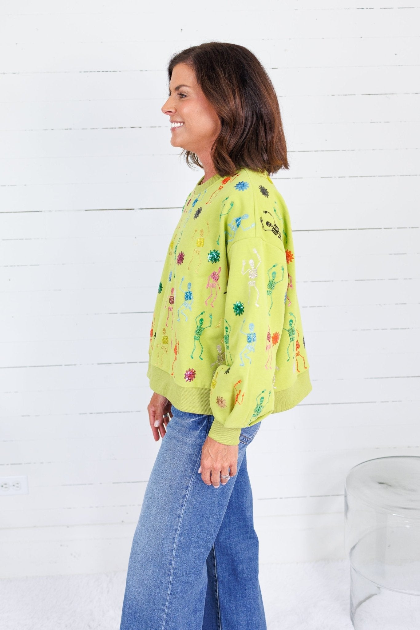 Queen of Sparkles Lime Skeleton Sweatshirt