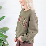 Queen of Sparkles Olive + Brown Plaid Thanks Sweatshirt