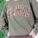 Queen of Sparkles Olive + Brown Plaid Thanks Sweatshirt