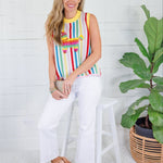 Queen of Sparkles Rainbow Stripe Pinata Sweater Tank