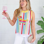 Queen of Sparkles Rainbow Stripe Pinata Sweater Tank