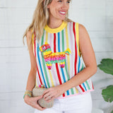 Queen of Sparkles Rainbow Stripe Pinata Sweater Tank