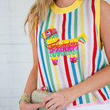 Queen of Sparkles Rainbow Stripe Pinata Sweater Tank