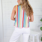 Queen of Sparkles Rainbow Stripe Pinata Sweater Tank