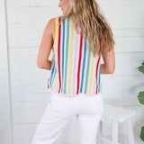 Queen of Sparkles Rainbow Stripe Pinata Sweater Tank