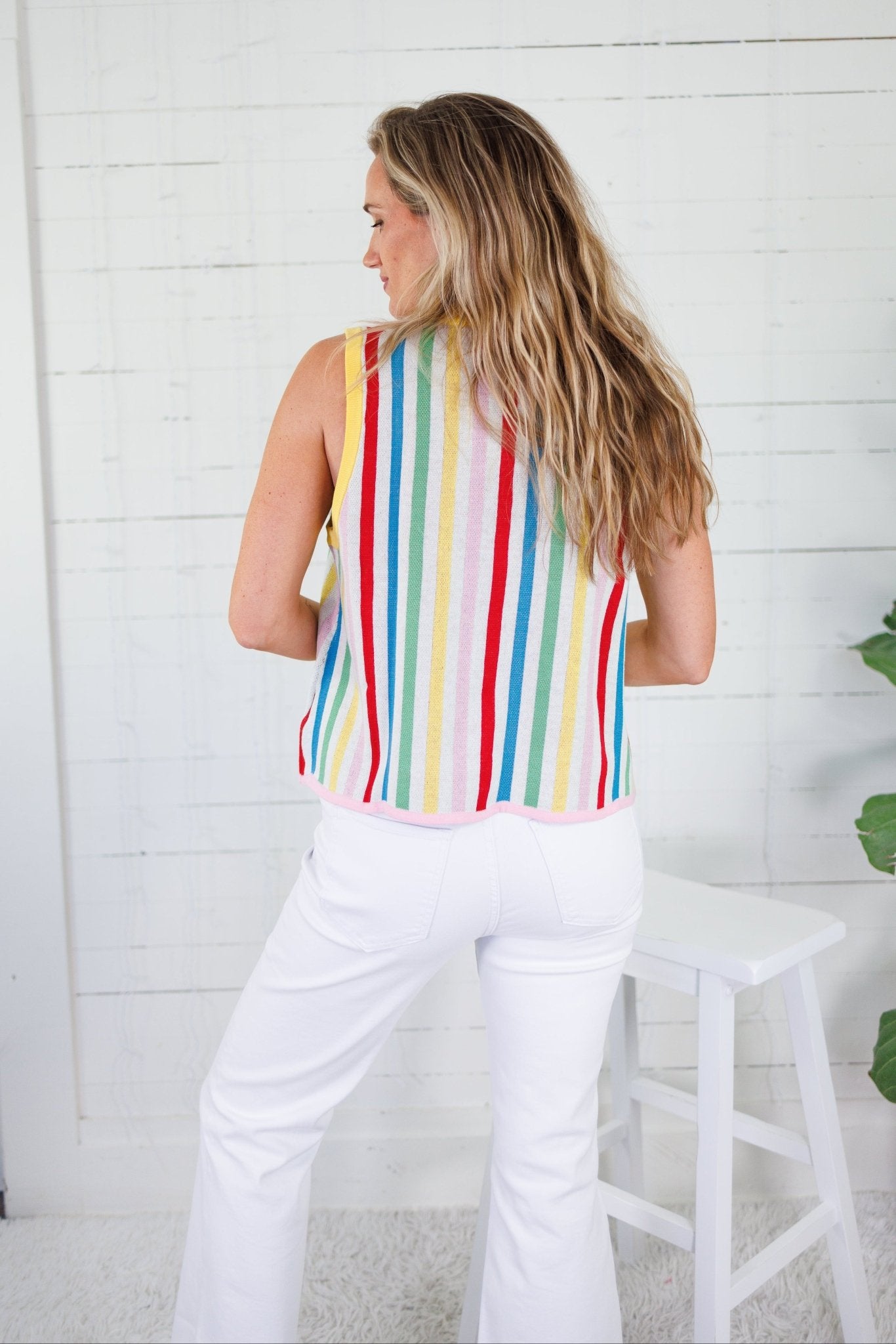 Queen of Sparkles Rainbow Stripe Pinata Sweater Tank
