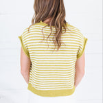 Quincy Martini Olive + Ecru Striped Sweater Entro