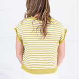 Quincy Martini Olive + Ecru Striped Sweater Entro