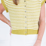 Quincy Martini Olive + Ecru Striped Sweater Entro
