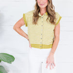 Quincy Martini Olive + Ecru Striped Sweater Entro