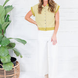 Quincy Martini Olive + Ecru Striped Sweater Entro