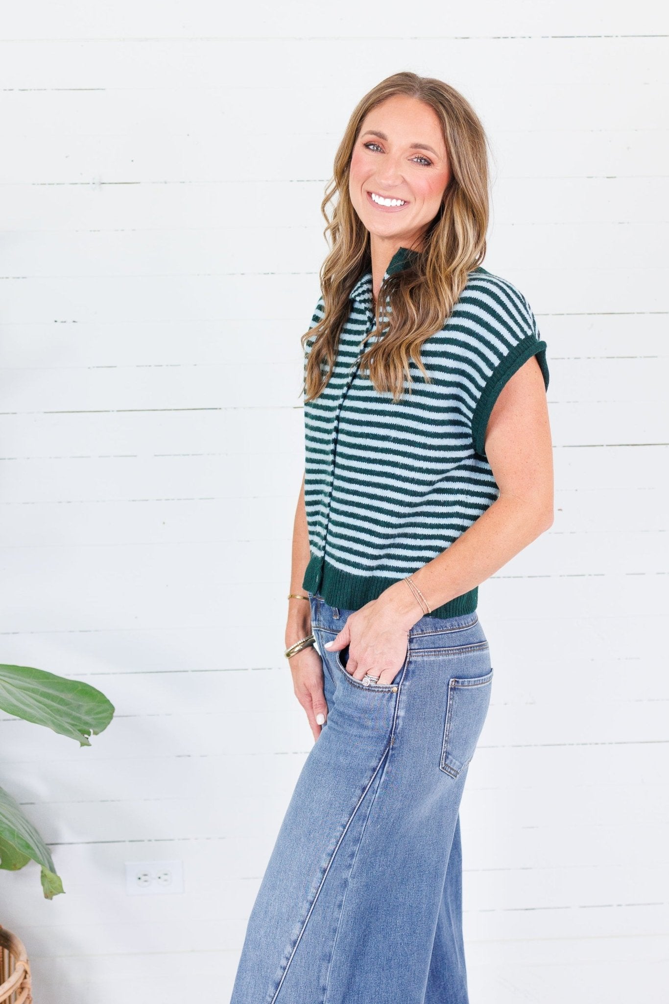 Quincy Pine + Aqua Striped Sweater Entro