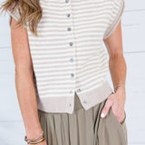 Quincy Taupe + Ecru Striped Sweater Entro