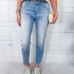 Rachael Performance High Rise Raw Hem Jean KUT