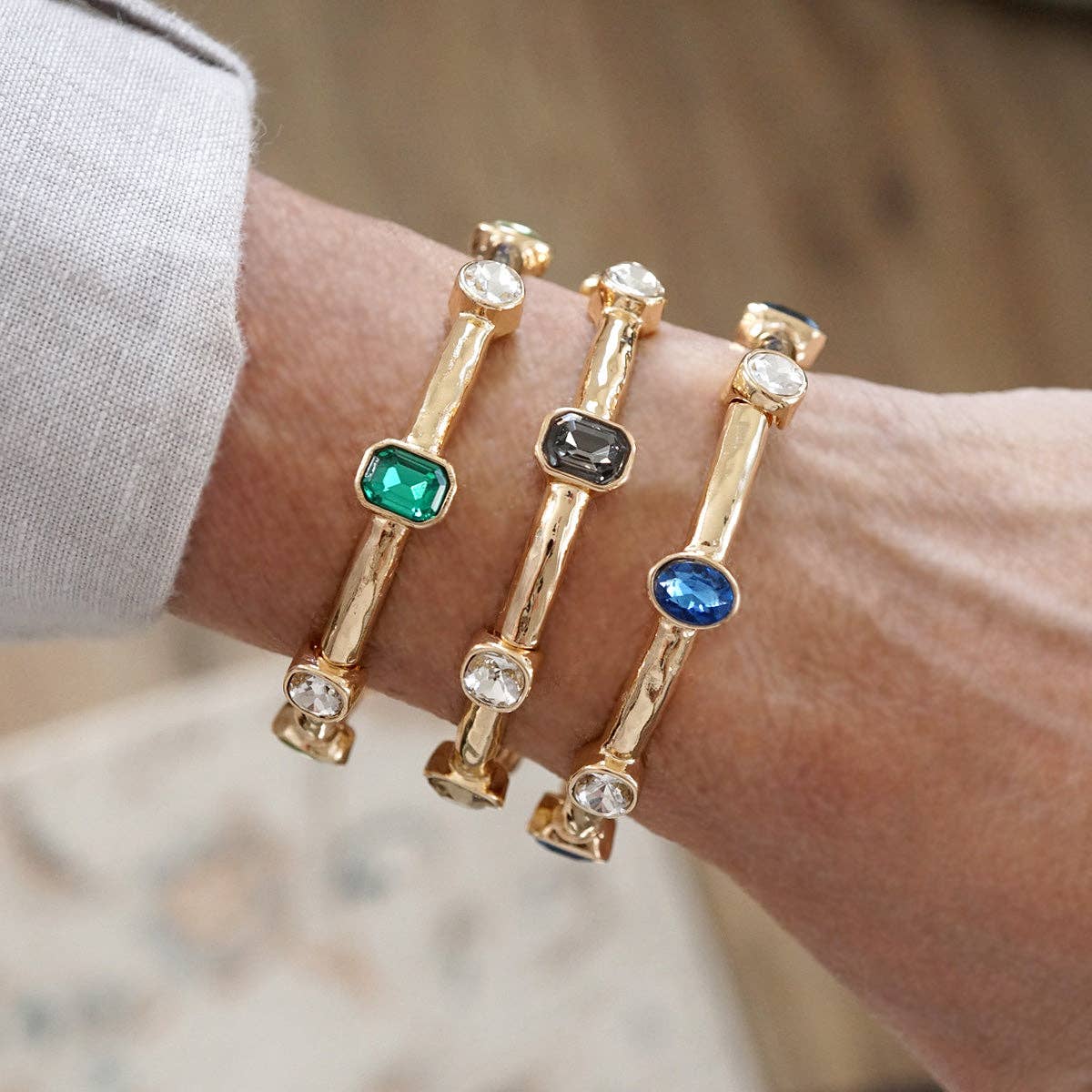 Radiant Stones – Jeweled Stretch Bangle Bracelet - A3 Accessories - Jewelry - Clover + Bee