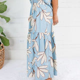 Randolph Blue Leaf Smocked Maxi Skirt Karlie