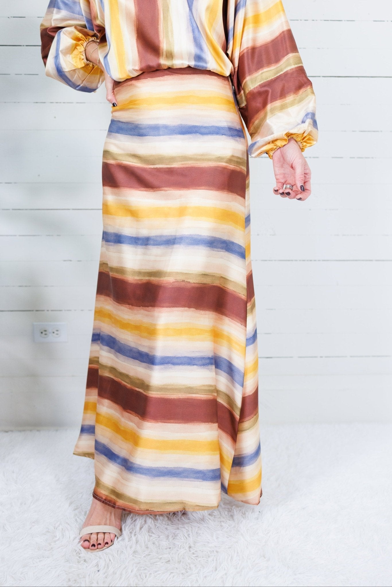 Randolph Fall Forest Stripe Skirt TCEC