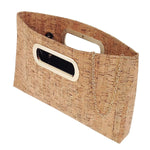 Cork handbag with a chain detail on a white background