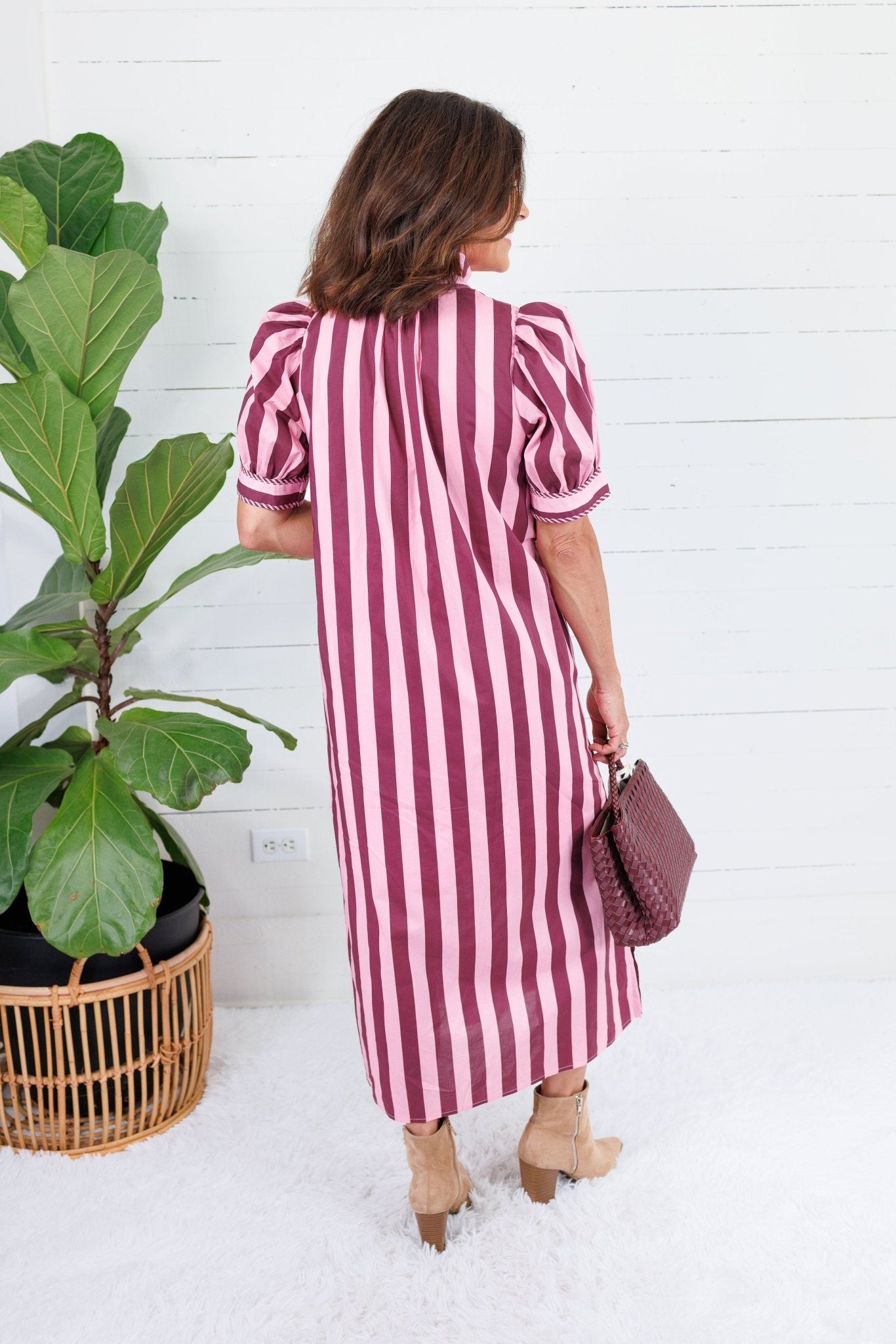Reba Plum + Pink Cabana Stripe Maxi Dress Entro