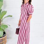 Reba Plum + Pink Cabana Stripe Maxi Dress Entro