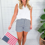 Rebel Navy + White Stripe Shorts Entro