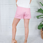 Rebel Pink + White Stripe Shorts Entro